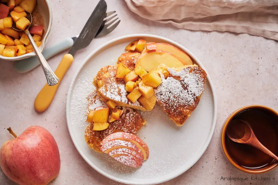 Heart Shaped Pancakes with Apples and Cinnamon