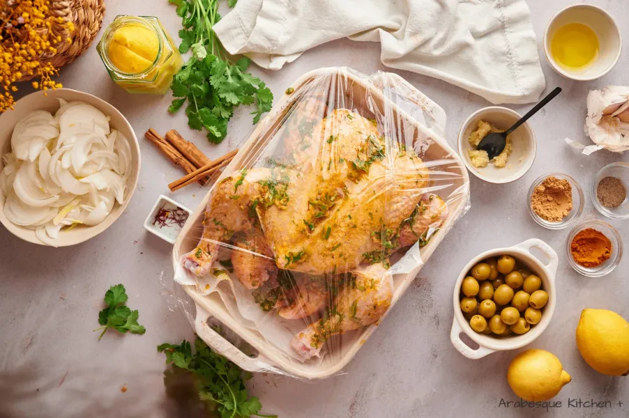 Place the chicken in a bowl, cover with cling film, refrigerate and let it sit over night (or as much time as you can).
